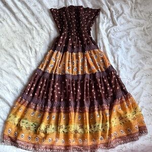 Gorgeous multi colored midi dress/ maxi skirt, one size in great condition